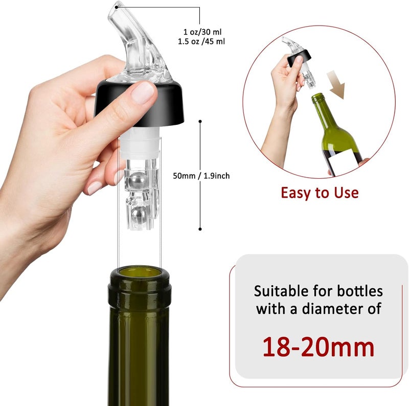 NFFIBDH Automatic Measured Bottle Pourer - Quick Shot Spirit Liquor Pour Spouts with Dust Caps for Wine Cocktail Beverages - Ideal Home Bar Tools 1 oz / 30ml (Clear, 12 Pack) - Image 5